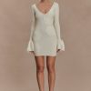 Amari Knit Crochet Knit Mini Dress - Ivory
