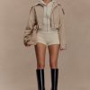 Frank Cropped Collared Jacket - Camel