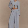 Aspen Gathered Wide Leg Jogger - Light Grey Marle