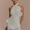 Caprice Halter Knit Mini Dress - White