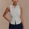 Selene Sleeveless Halter Shirt - White
