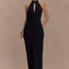 Mierah Halter Midi Dress - Black