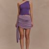 Cali Drape Skirt Knit Mini Dress - Purple