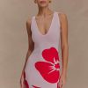 Dorothy Knit Print Mini Dress - Red Deco Fleur Print