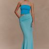 Jasiel Strapless Knit Maxi Dress - Cyan Blue