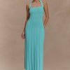 Jacqui Halter Knit Midi Dress - Cyan Blue