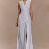 Dante Ruched Linen Midi Dress - White