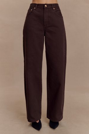 Mannon Mid Rise Denim Jeans - Chocolate