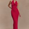Ayella Cowl Knit Maxi Dress - Raspberry