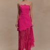 Aleena Satin And Lace Maxi Dress - Dragonfruit
