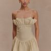 Janis Cotton Frill Mini Dress - Nude