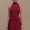 Skyler Suiting Embroidered Mini Dress - Wine