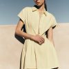 Aysha Buttoned Linen Mini Dress - Lemon
