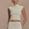 Romaine High Neck Bandage Knit Top - Ivory