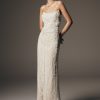 Eva Hand Beaded Pearl & Lace Maxi Dress - White