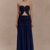 Tully Strapless Topstitch Denim Top - Indigo Blue