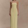 Kalila Strapless Crepe Maxi Dress - Lemon