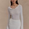 Elowen Knit Cowl Long Sleeve Top - White
