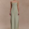 Isadora Lace & Satin Maxi Dress - Sage