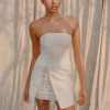 Steph Strapless Linen Mini Dress - White