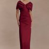 Thelma Bardot Maxi Dress - Wine