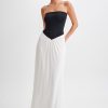 Ruby Strapless Slinky Maxi Dress - Black/White