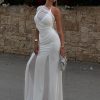 Gabrielle Slinky And Mesh Maxi Dress - White