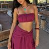 Scottie Shirred Linen Bandeau - Wine