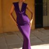 Giulia Chiffon Draped Maxi Dress - Purple
