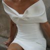 Gwyneth Off Shoulder Bow Mini Dress - White
