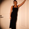 Amelita Suiting Halter Midi Dress - Black