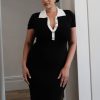 Jessamine Collared Contrast Maxi Dress - Black