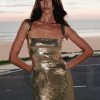 Adoria Sequin Cut Out Maxi Dress - Gold