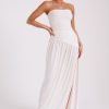 Bex Strapless Slinky Maxi Dress With Split - Ivory