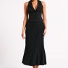 Twyla Pleated Suiting Maxi Skirt - Black